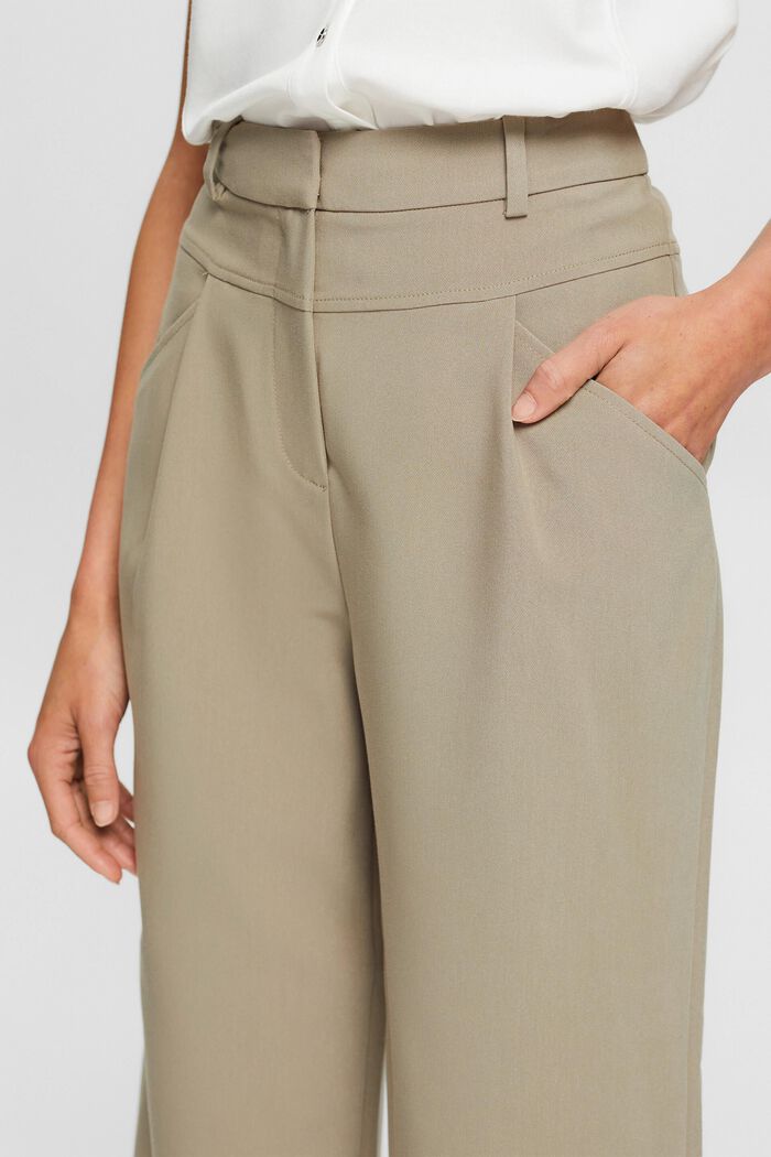 High-rise culottes with waist pleats, PALE KHAKI, detail image number 0