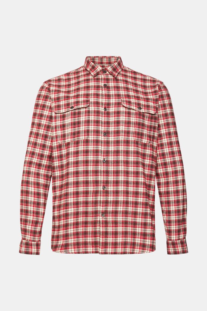 Checked flannel shirt, DARK RED, detail image number 6