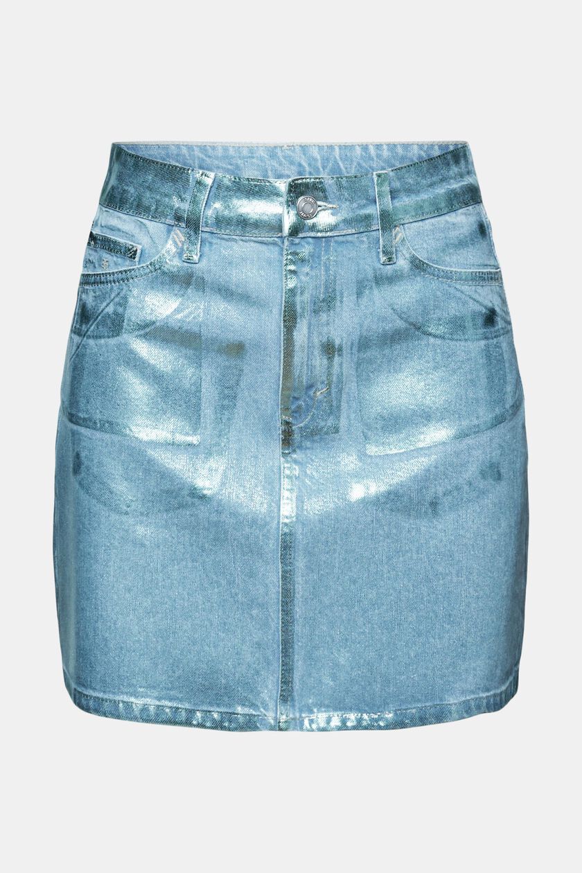 Metallic Mini Denim Skirt