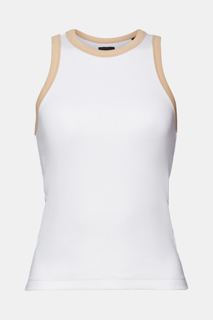 Ribbed jersey tank top, stretch cotton