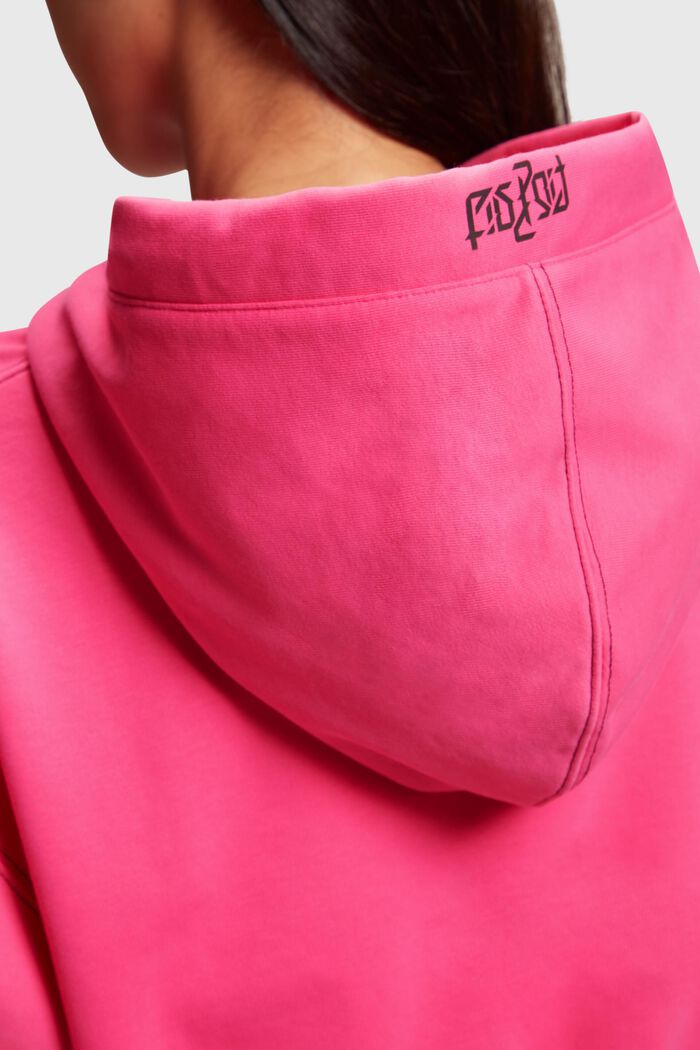 短身螢光標誌連帽衛衣, 粉紅色, detail image number 3