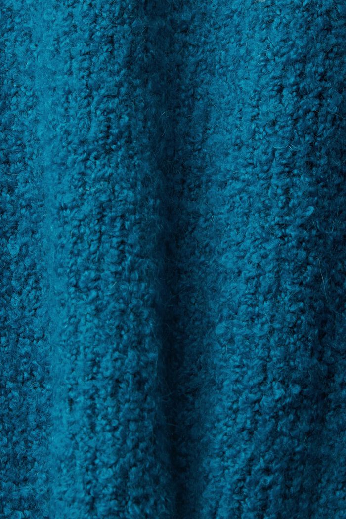 Bouclé jumper with wool and alpaca, TEAL BLUE, detail image number 5