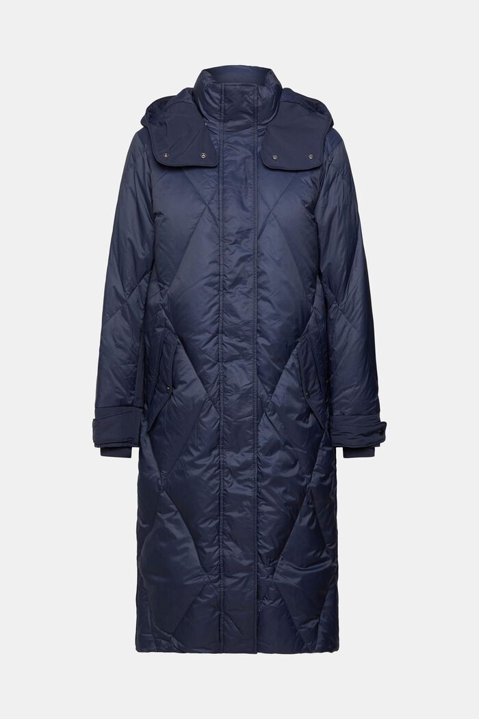 Quilted down coat with detachable hood, NAVY, detail image number 2