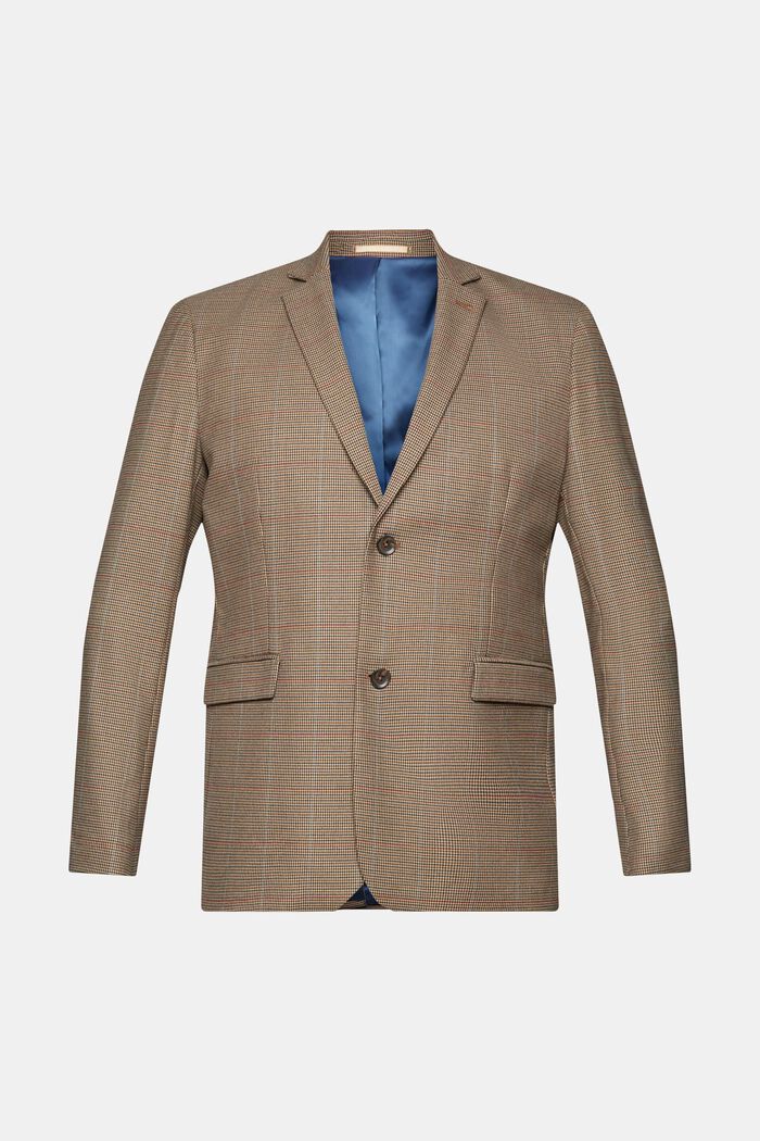 Checkered wool touch blazer, CAMEL, detail image number 6