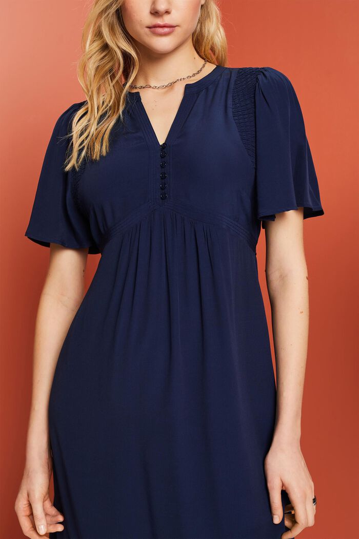 Midi dress with a fixed tie belt, NAVY, detail image number 2