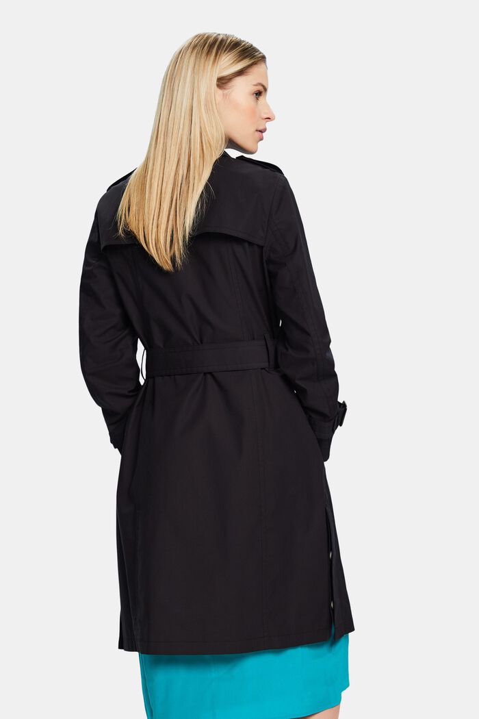 Belted Double-Breasted Trench Coat, BLACK, detail image number 2