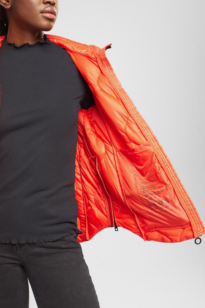 Quilted puffer jacket with a hood, ORANGE RED, detail image number 4