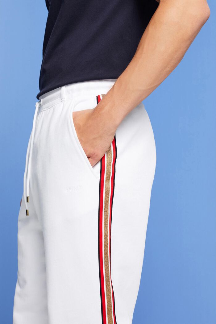 Striped Cotton Track Pants, WHITE, detail image number 2