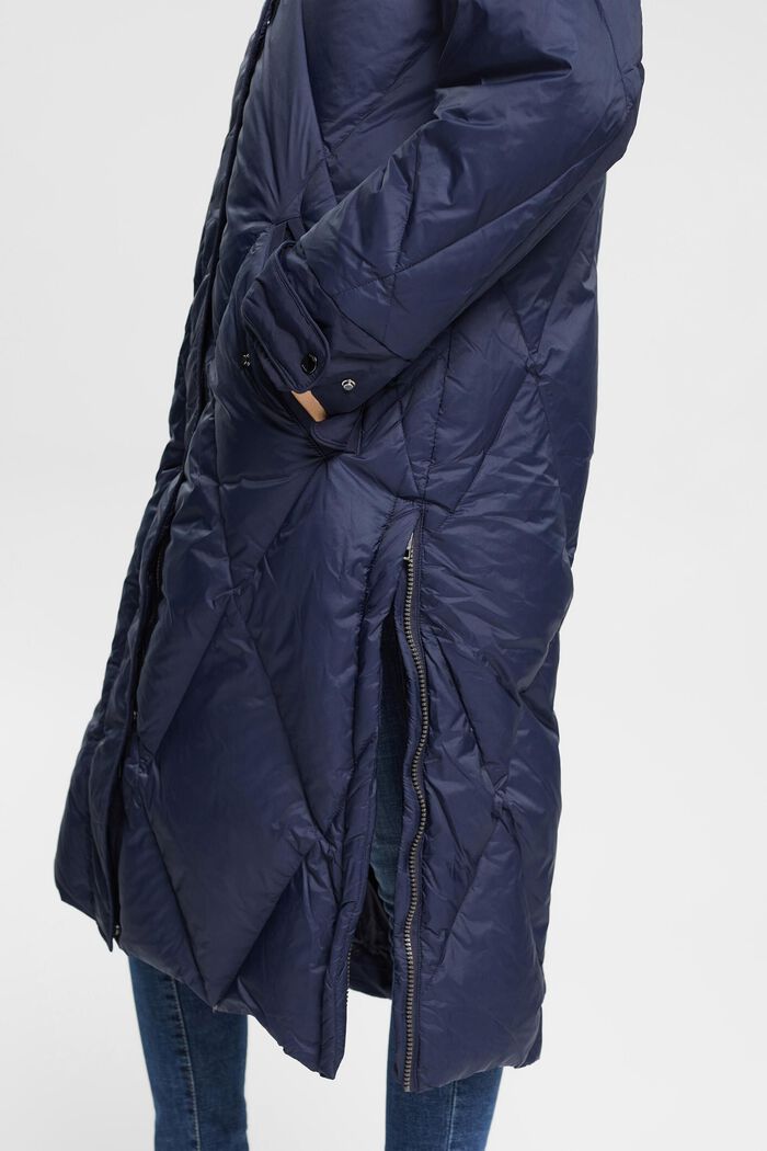 Quilted down coat with detachable hood, NAVY, detail image number 0
