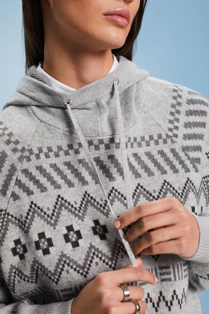 Wool-Cashmere Blend Fair Isle Sweater, LIGHT GREY, detail image number 3