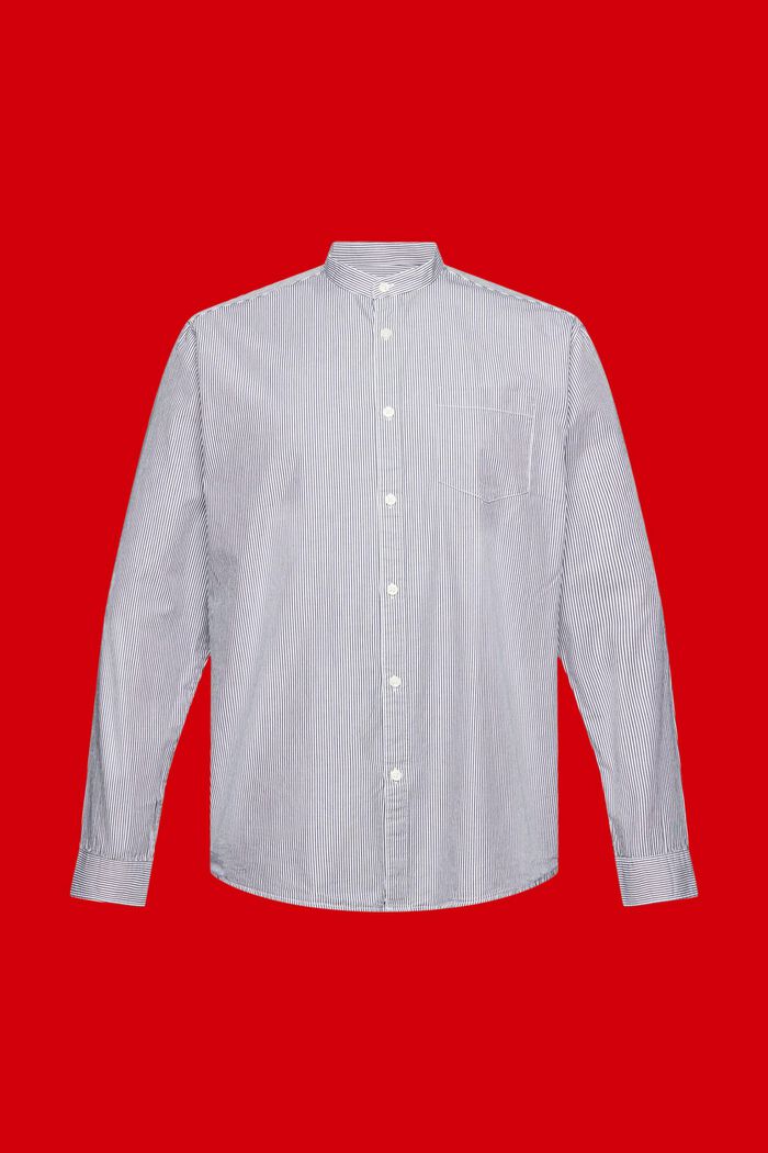 棉質立領細條紋襯衫, 海軍藍, detail image number 5