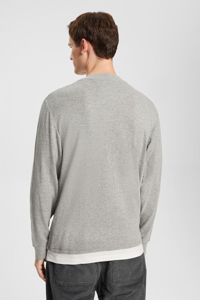Ribbed long sleeve top, LIGHT GREY, detail image number 3