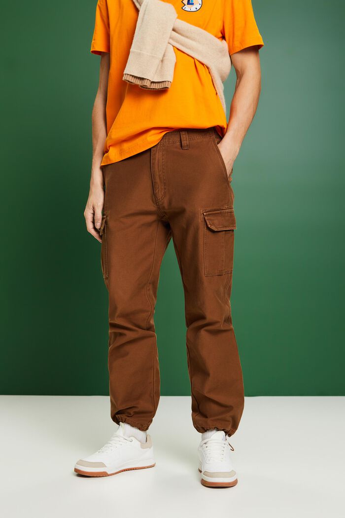 Cotton Cargo Pants, 棕色, detail image number 0