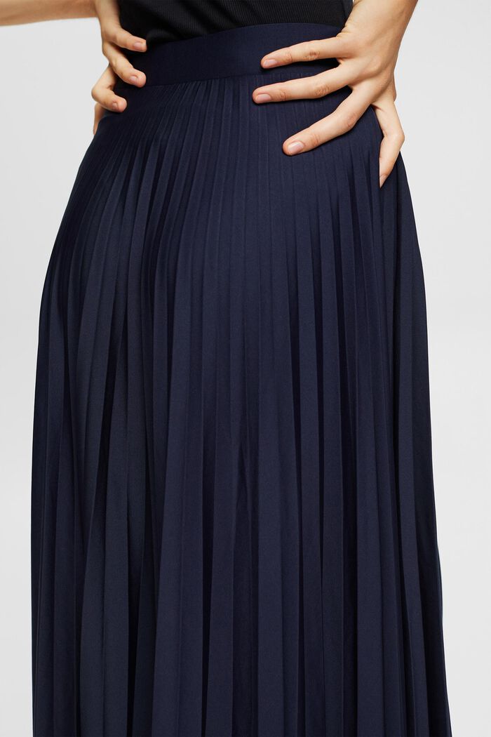 Pleated skirt with belt, NAVY, detail image number 5