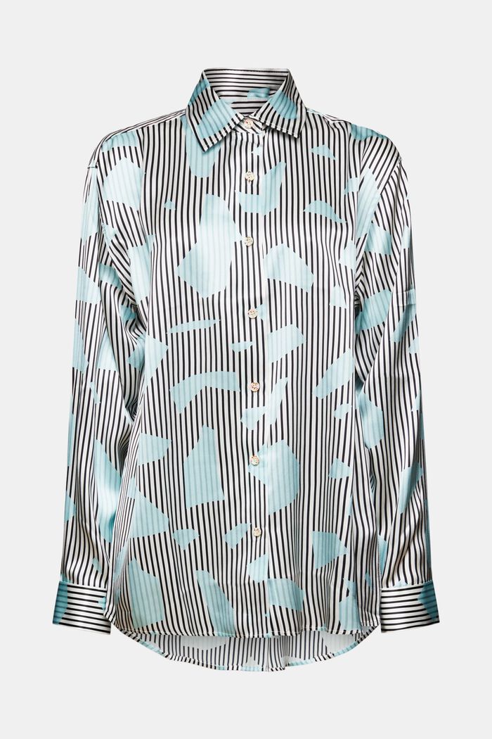 Silk Printed Button-Up Shirt, LIGHT AQUA GREEN, detail image number 5