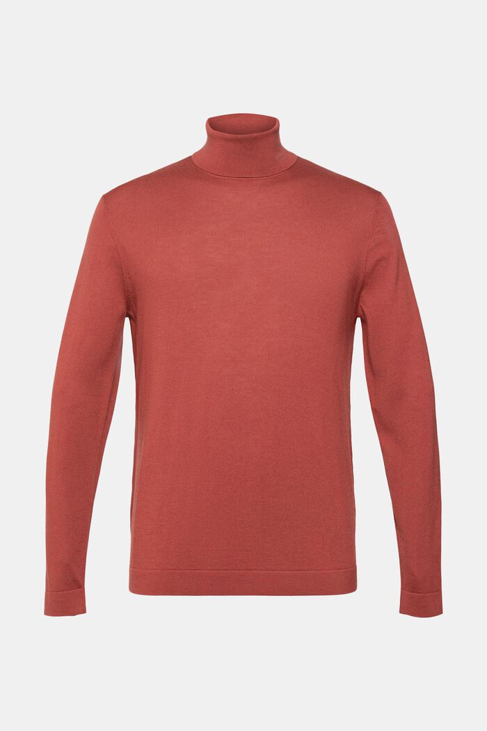 Roll neck wool sweater, TERRACOTTA, detail image number 2