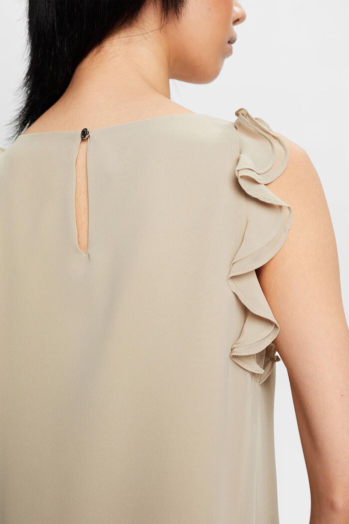 Chiffon blouse with ruffles, DUSTY GREEN, detail image number 4