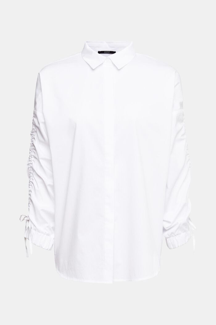 縮褶袖女裝襯衫, 白色, detail image number 2