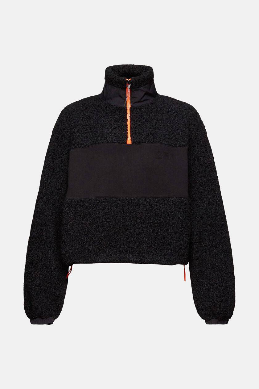 Mixed material half-zip sweatshirt