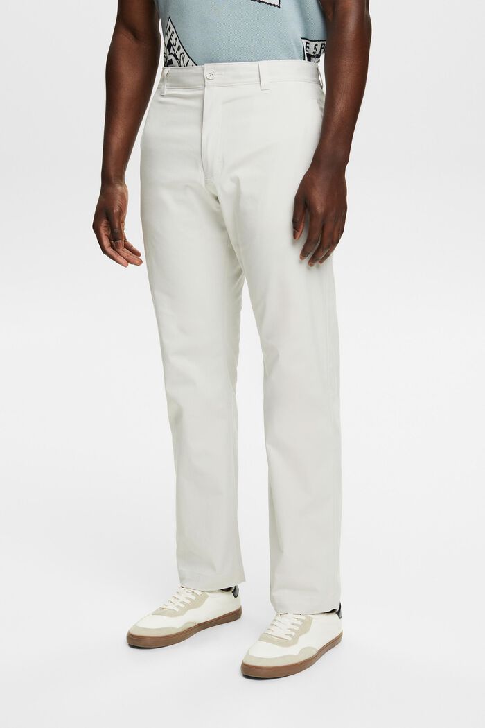 Stretch-Twill Straight Chino Pants, LIGHT GREY, detail image number 0