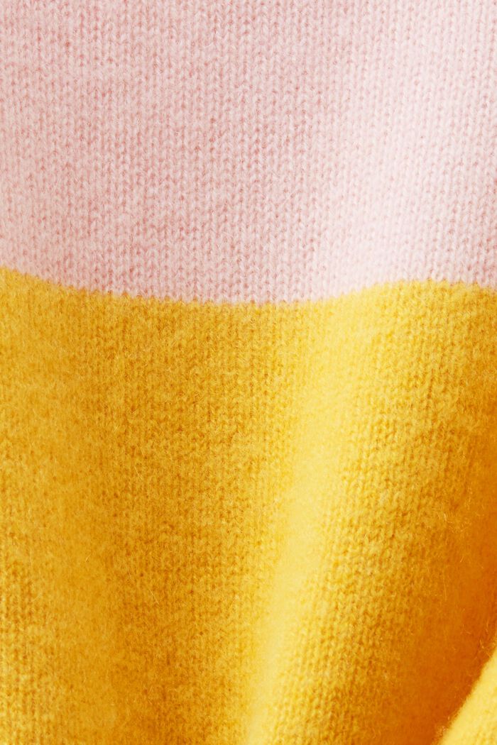 Cashmere Polo Rugby Stripe Sweater, YELLOW, detail image number 4