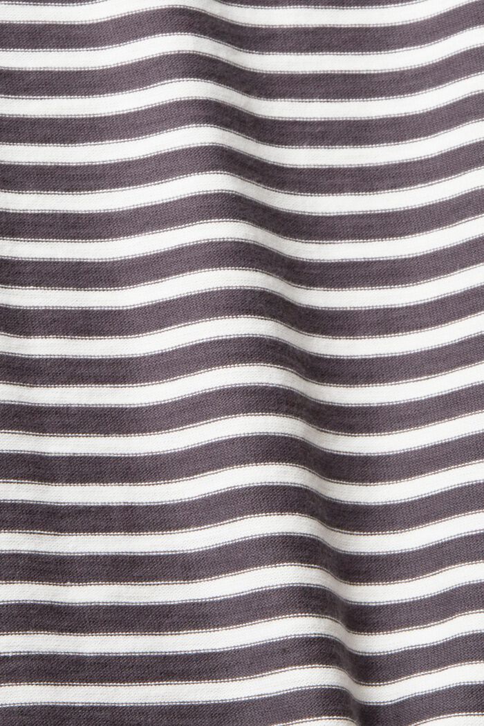 條紋長袖，100% 純棉, 深灰色, detail image number 1