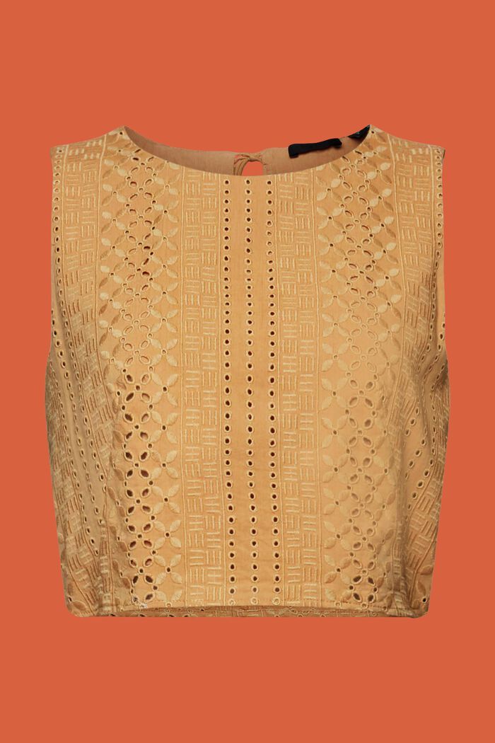 Embroidered crop top, LENZING™ ECOVERO™, KHAKI BEIGE, detail image number 7
