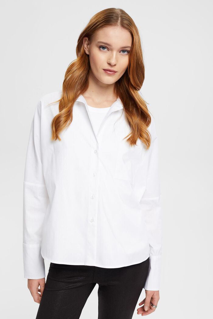 府綢女裝襯衫, 白色, detail image number 0