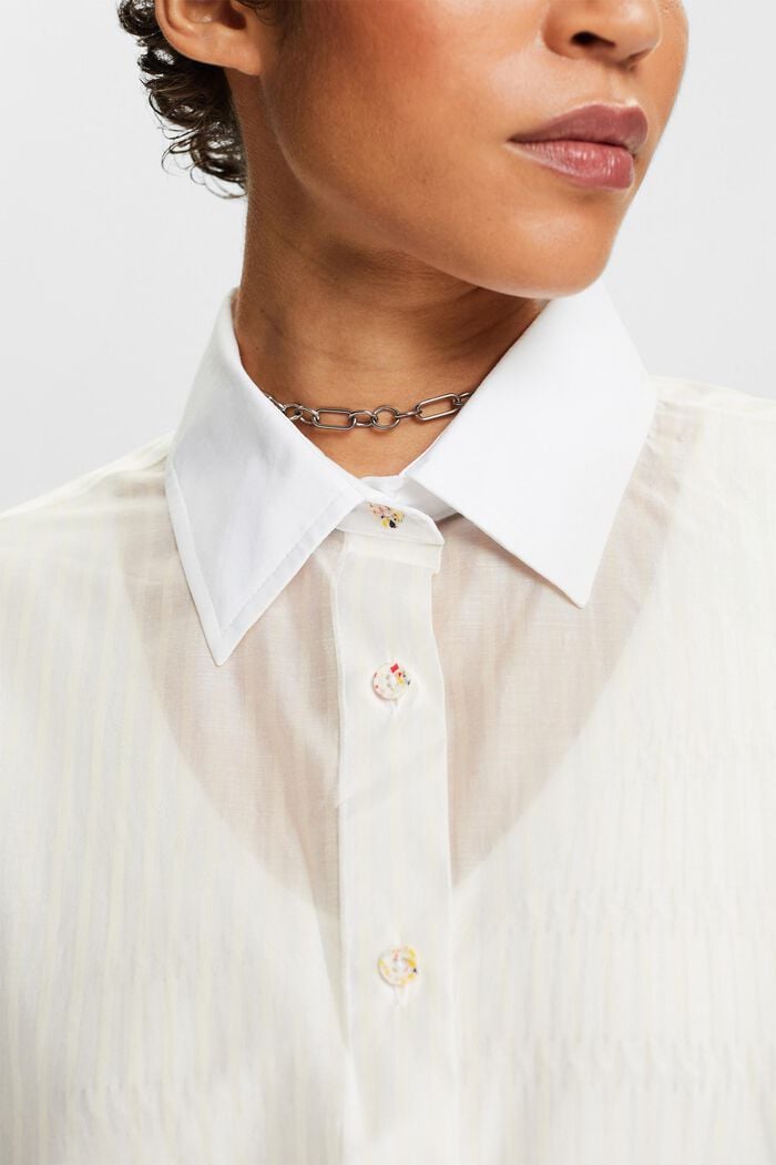 Sheer Striped Button-Down Shirt, ICE, detail image number 3