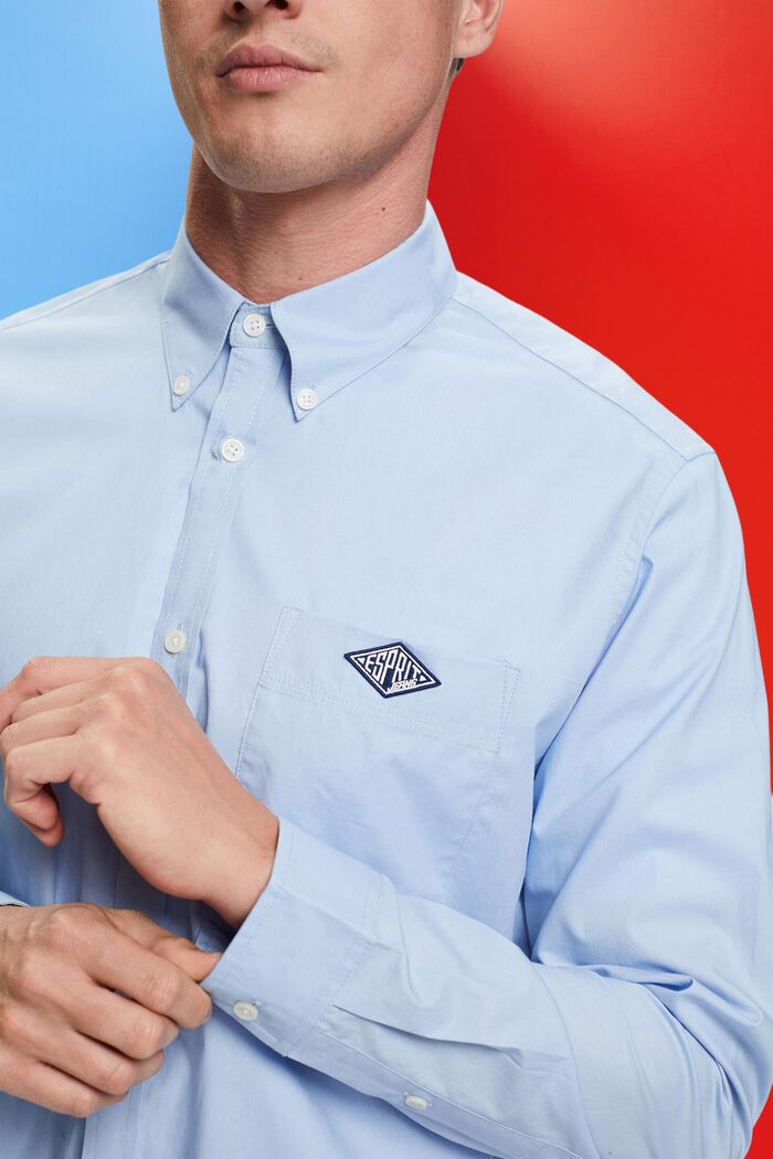 棉質扣角領襯衫, 淺藍色, detail image number 2