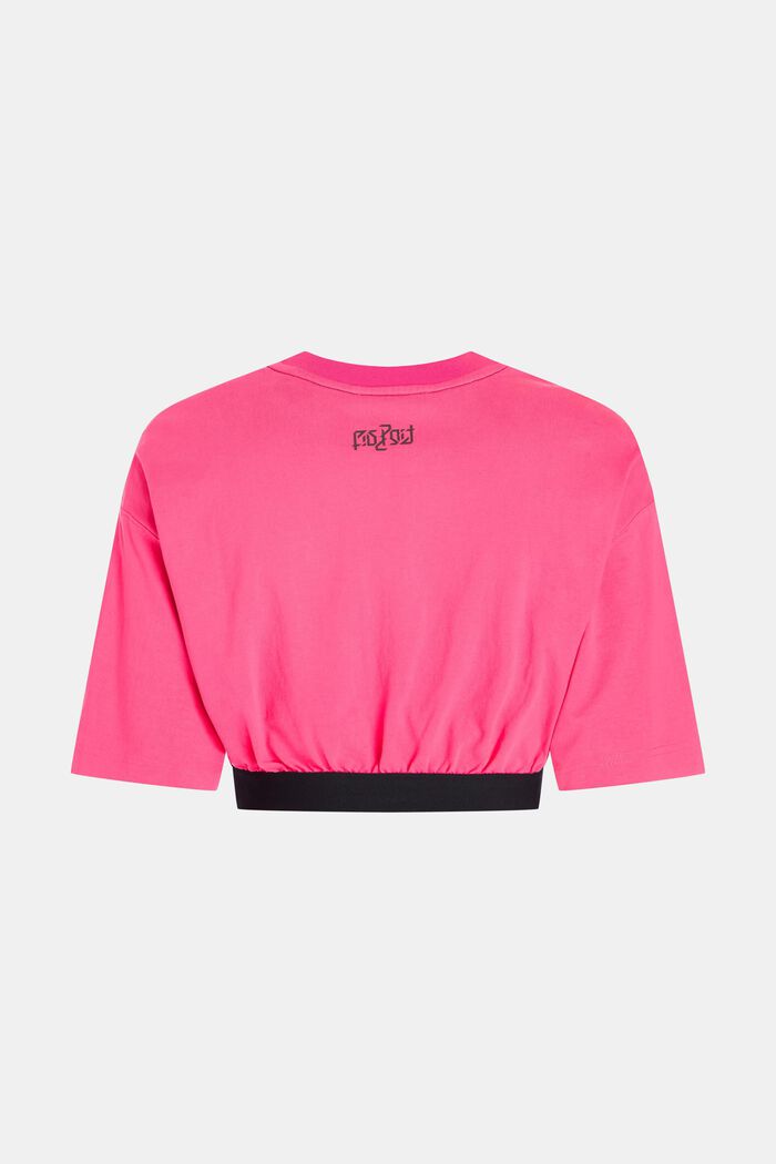 短身螢光羅紋袖口標誌 T 恤, 粉紅色, detail image number 5