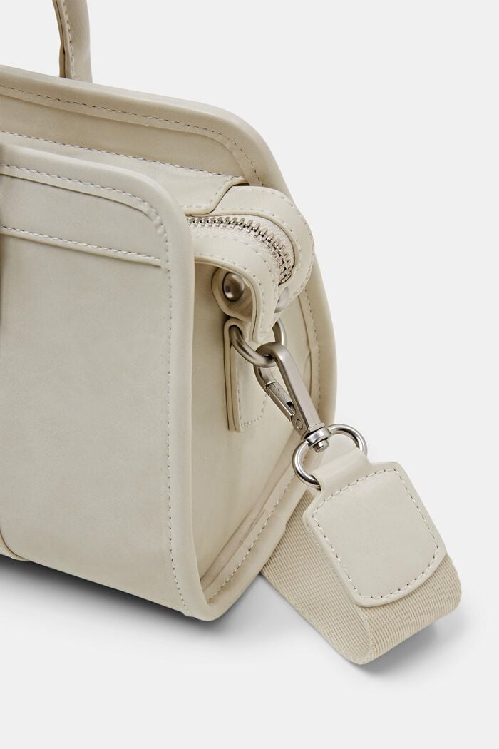 Faux Leather Top Handle Bag, CREAM BEIGE, detail image number 1