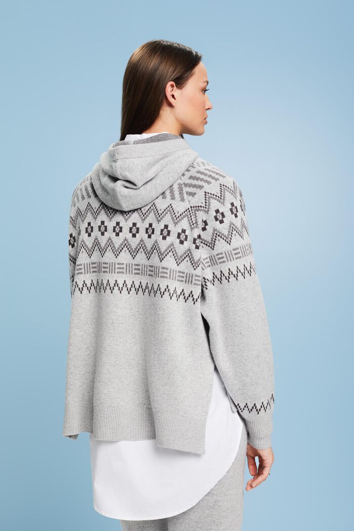 Wool-Cashmere Blend Fair Isle Sweater, LIGHT GREY, detail image number 2