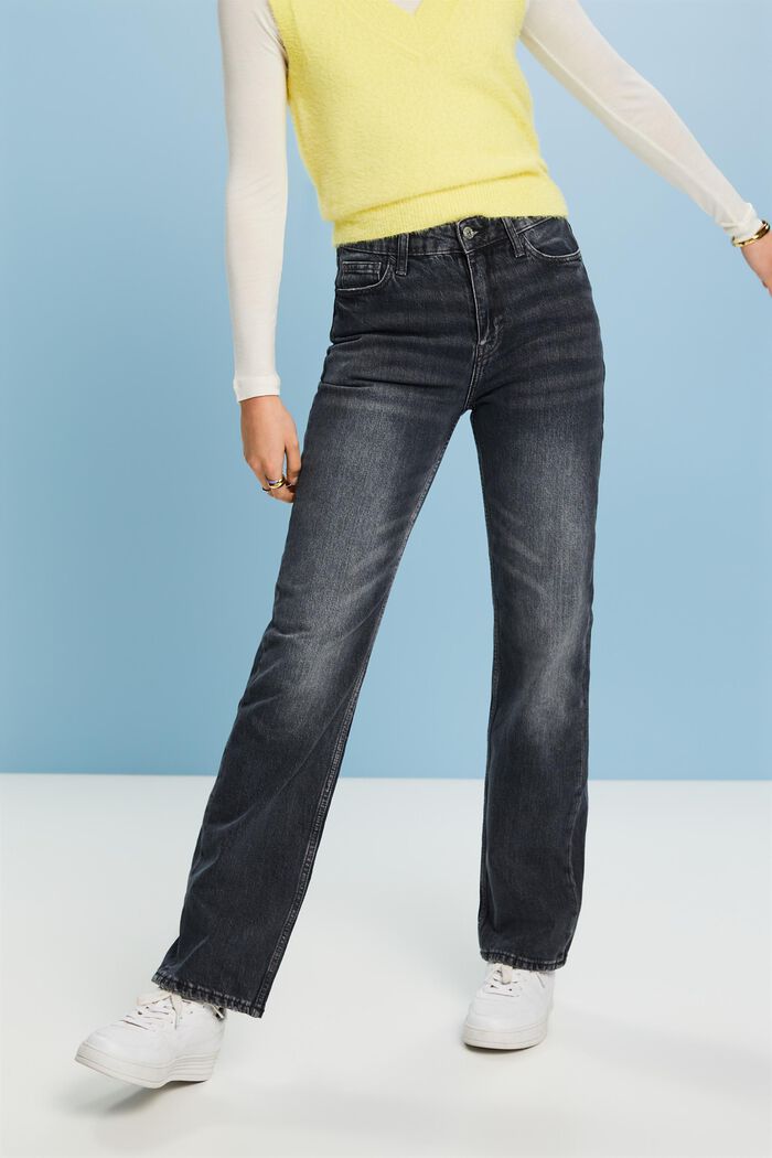 High-Rise Retro Straight Jeans, BLACK MEDIUM WASH, detail image number 0