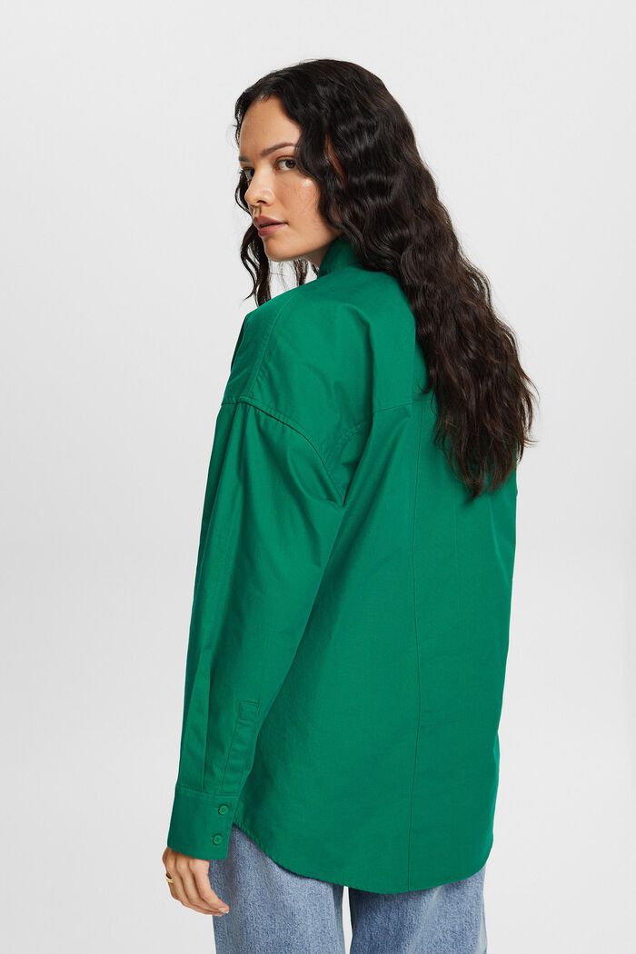 ‌棉質府綢恤衫, 深綠色, detail image number 3