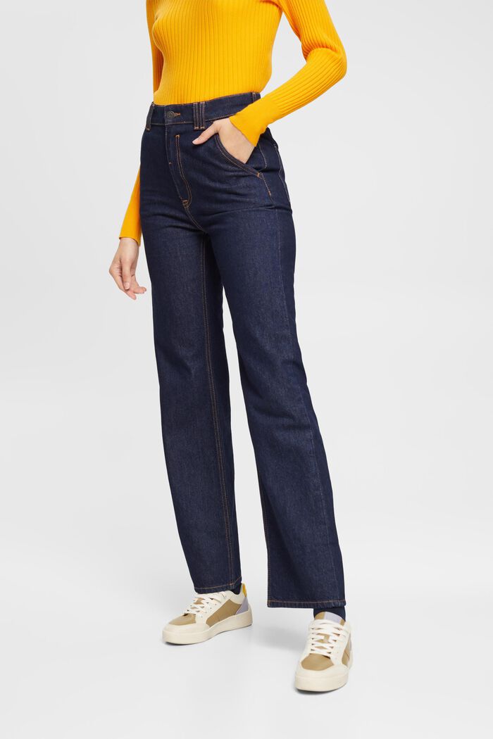 High-rise straight leg jeans, BLUE RINSE, detail image number 0
