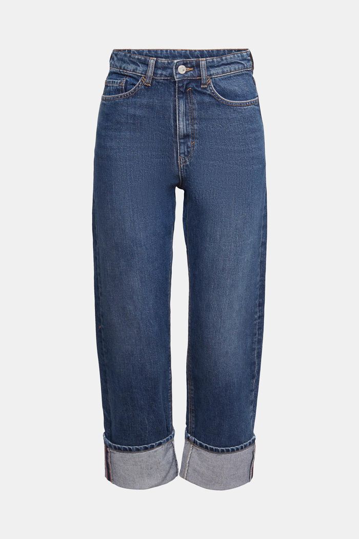High-Rise Turn-Up Straight-Leg Jeans, BLUE MEDIUM WASHED, detail image number 2