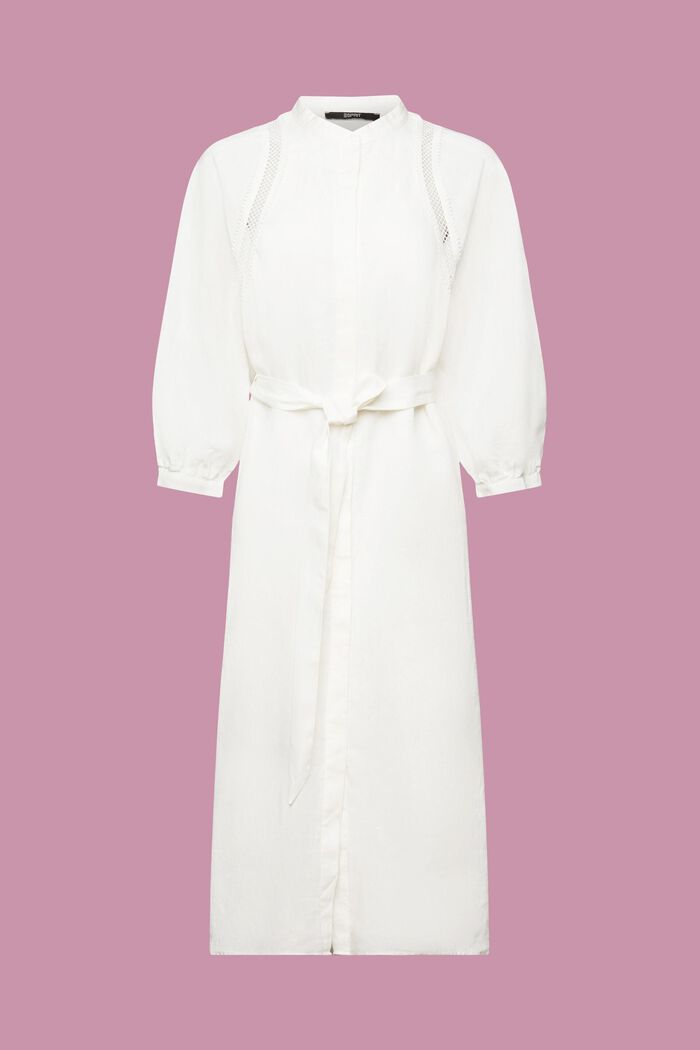 Woven linen midi dress, OFF WHITE, detail image number 7
