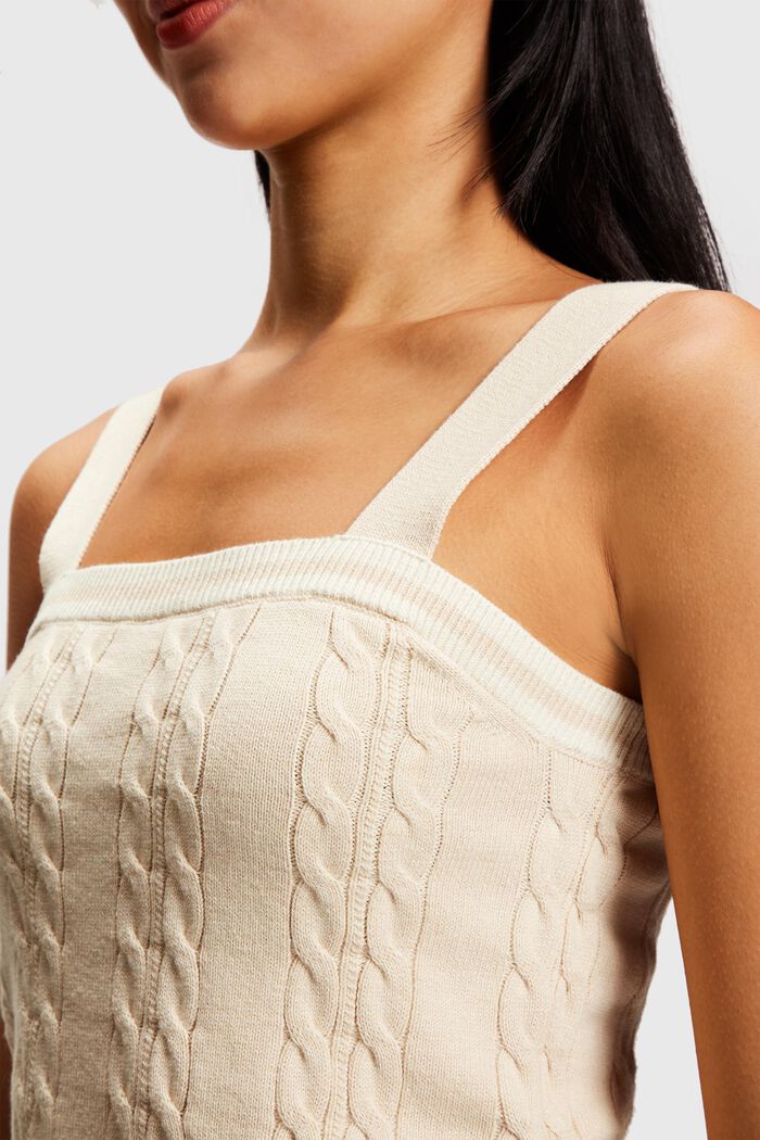 Dolphin logo cable sweater camisole, LIGHT BEIGE, detail image number 2
