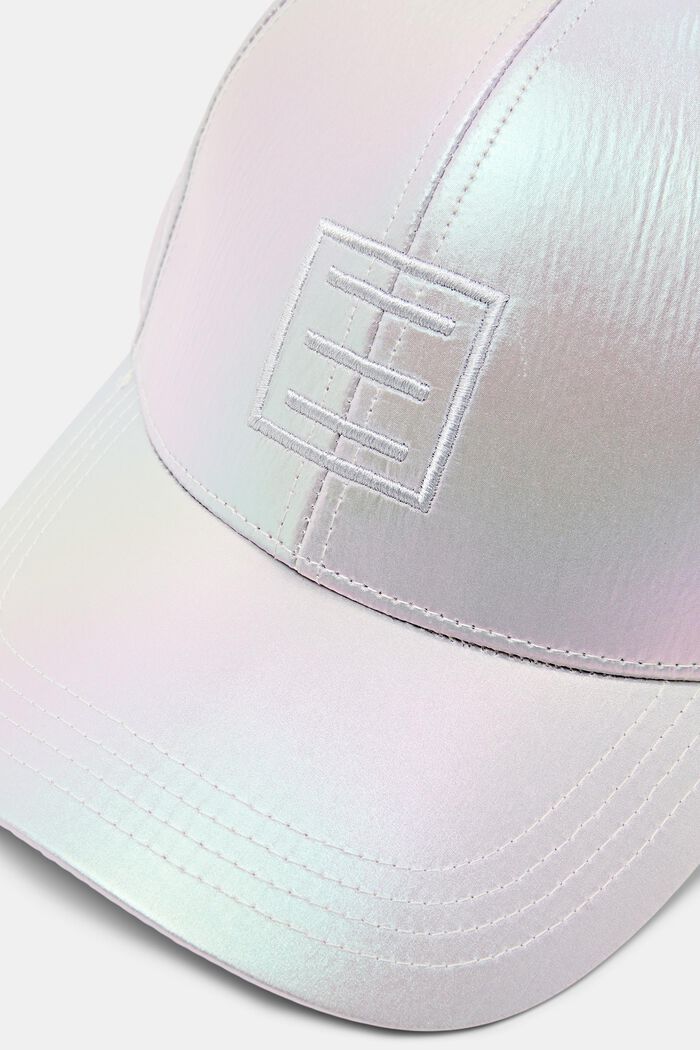 LOGO標誌金屬光感棒球帽, 銀色, detail image number 1