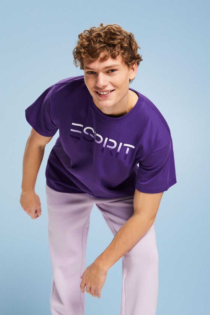 植絨標誌貼花 T 恤, 深紫色, detail image number 0