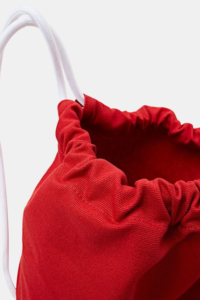 LOGO標誌棉質帆布抽繩背囊, 深紅色, detail image number 3