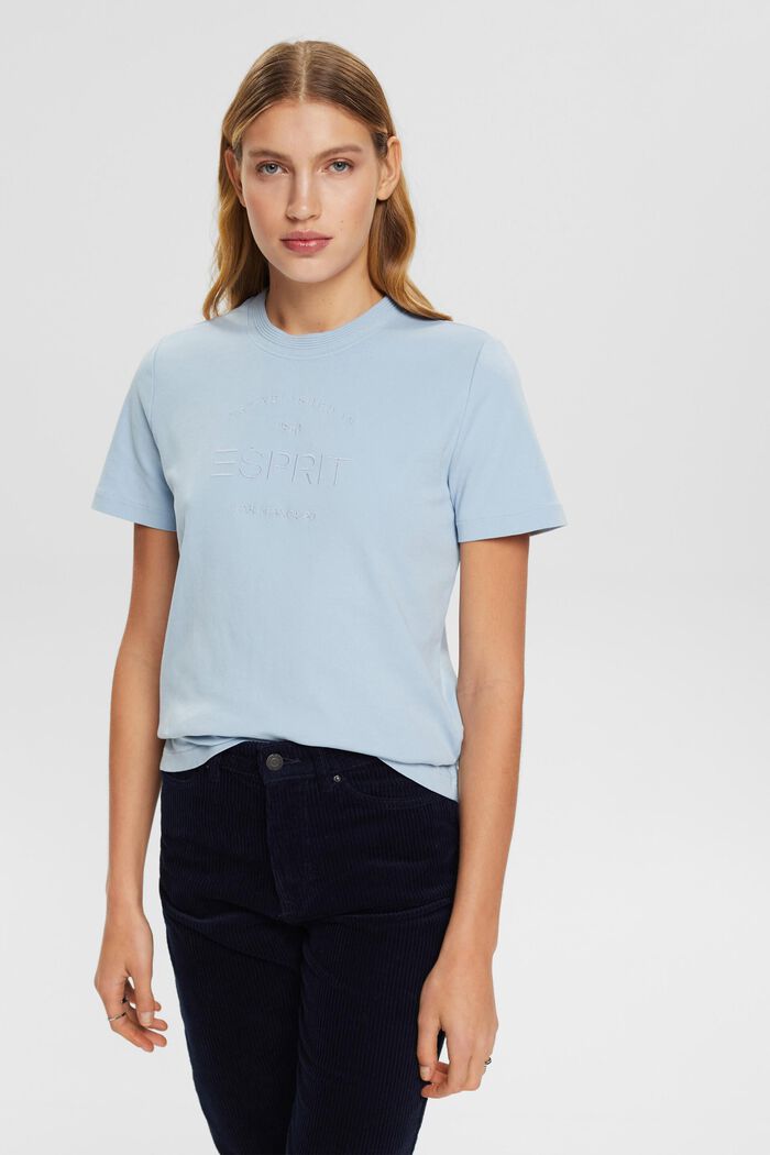 organic cotton t-shirt with embroidered logo, PASTEL BLUE, detail image number 0