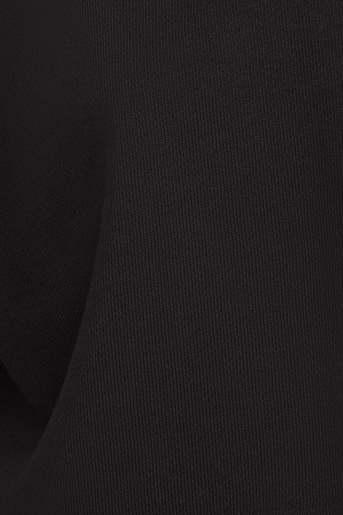‌短款有機棉毛圈布衛衣, 黑色, detail image number 4