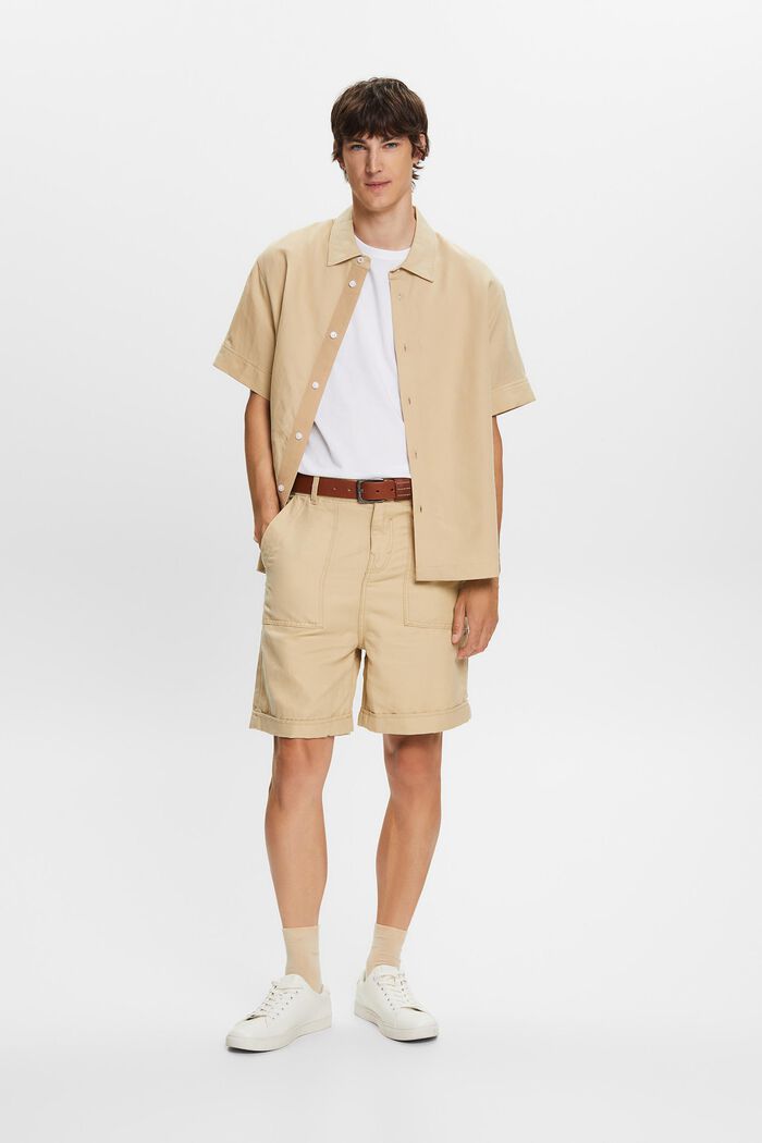 Bermuda shorts, cotton-linen blend, SAND, detail image number 1