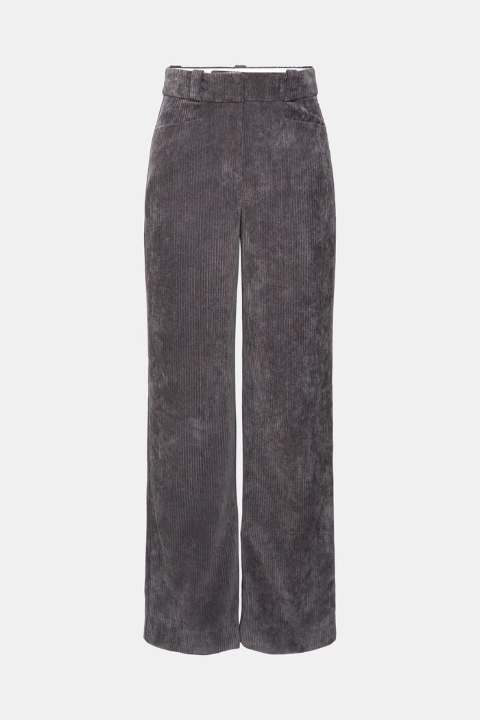 High-rise wide leg corduroy trousers, ANTHRACITE, detail image number 5