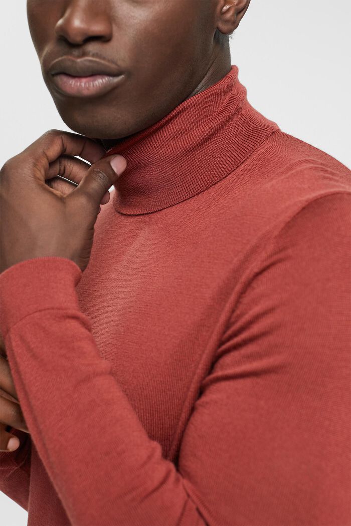 Roll neck wool sweater, TERRACOTTA, detail image number 0