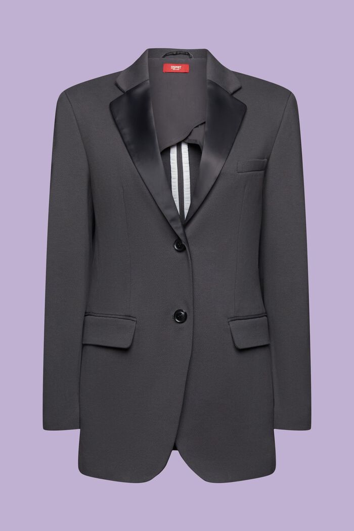 Piqué-Jersey Tuxedo Blazer, DARK GREY, detail image number 6