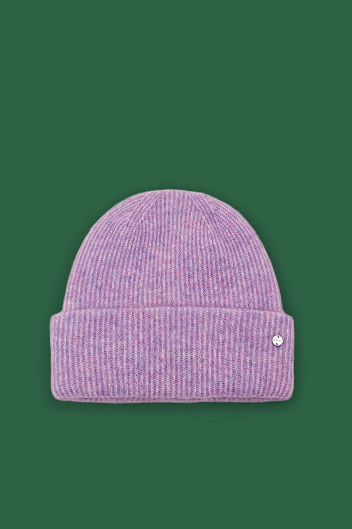 Mohair-Wool Blend Ribbed Beanie, LAVENDER, detail image number 0