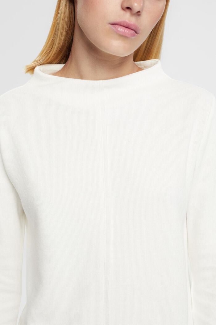 Stand-up collar sweatshirt, cotton blend, OFF WHITE, detail image number 0